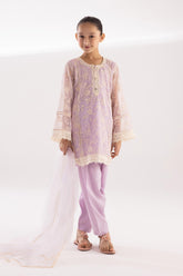 Stitched Kids Embroidered Net Suit